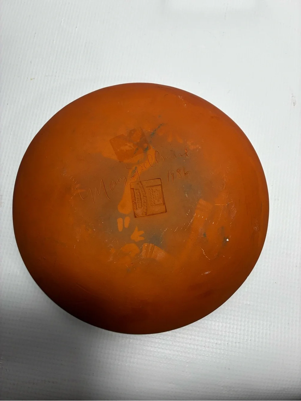 VTG 1986 Turtlecreek Potters Redware Christmas Plate Mary Spellmire Folk Art